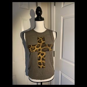 Leopard cross open back tank